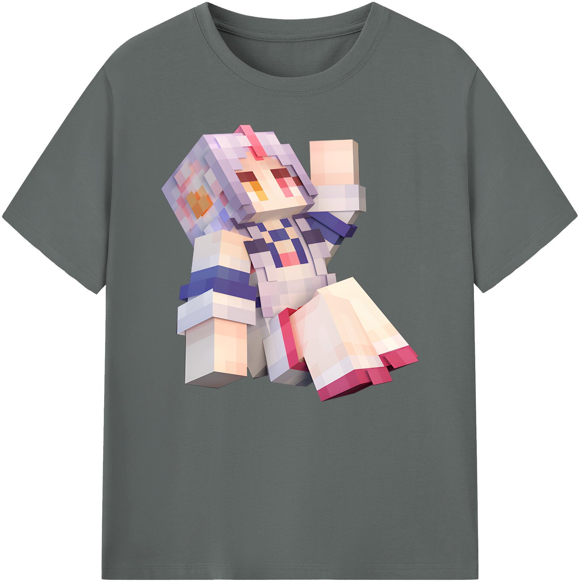 （画像用） マインクラフト ブロックの世界 Minecraft MC Block world 綿100％ メンズ半袖Tシャツ｜肌触りやわらか＆通気性